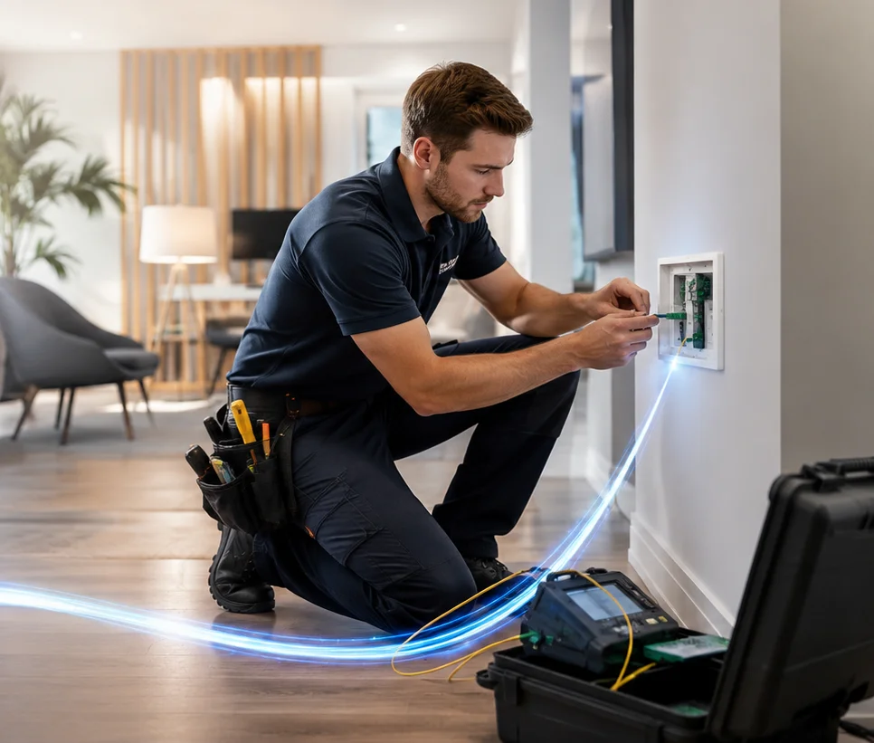 Fiber optic backbone cable installation for a Perth Amboy business