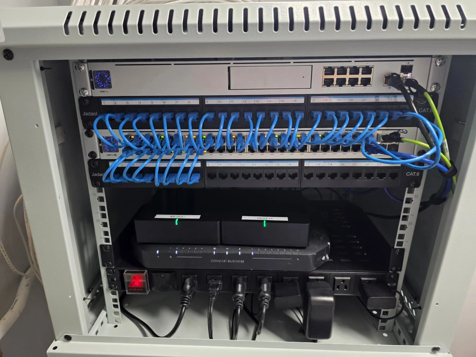 Ethernet patch panel and network rack installation