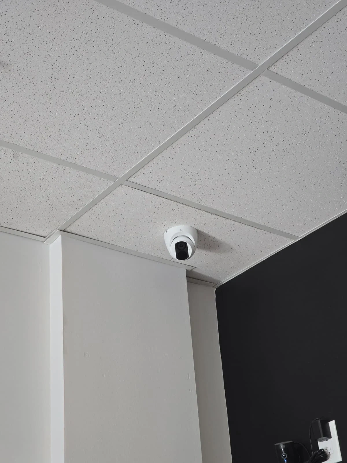 Indoor corner-mounted security camera for business protection
